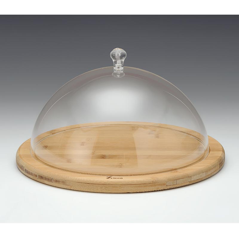 Zicco ZCP-688 Yuvarlak Fanus, Akrilik Kapaklı, Ahşap Altlı, 30 cm