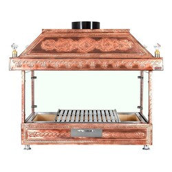 Ateşe Kömürlü Açık Izgara, 150x55x125 cm, Bakır Kaplama