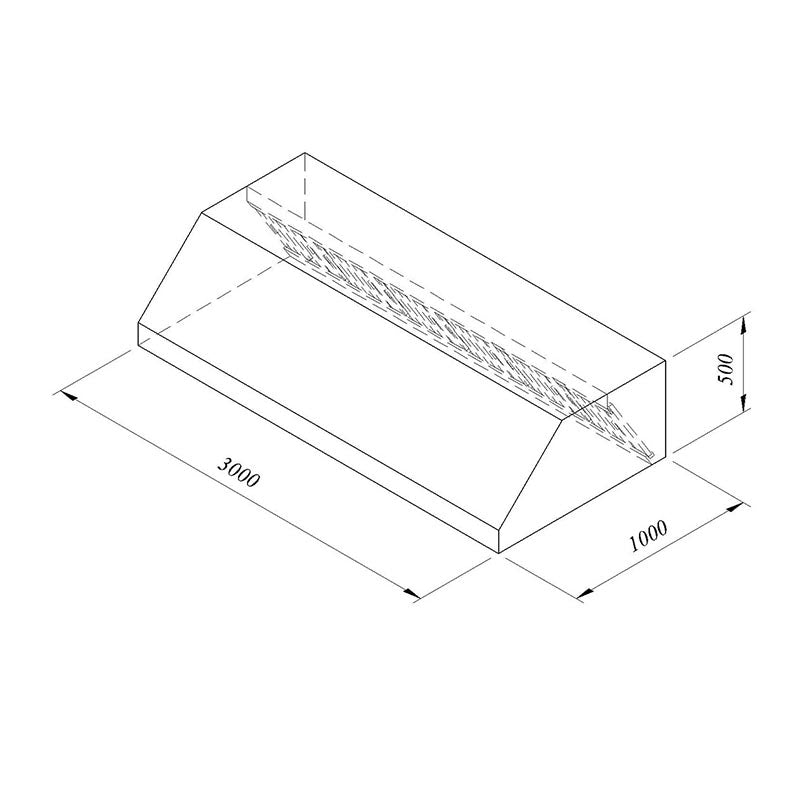 Öztiryakiler Duvar Tipi Filtreli Davlumbaz, 300x100 cm