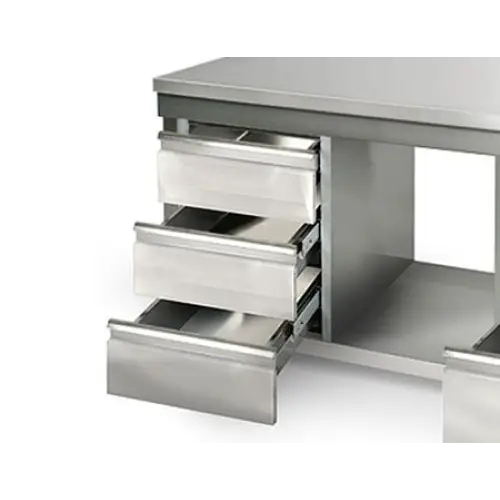 Galleyz Paslanmaz Çelik Çalışma tezgahı ECO - 700x700mm- Sırtsız alt raflı