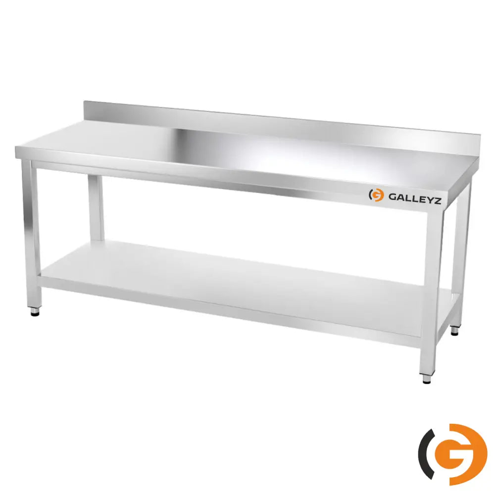 Galleyz Paslanmaz Çelik Çalışma Tezgahı - PREMIUM- 2000x600mm - Sırtlı alt raflı