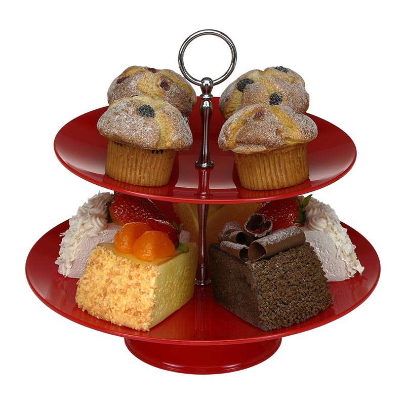 Bora Plastik Yuvarlak Gastronomi Teşhir Tepsisi, 2 Katlı, 25x30 cm