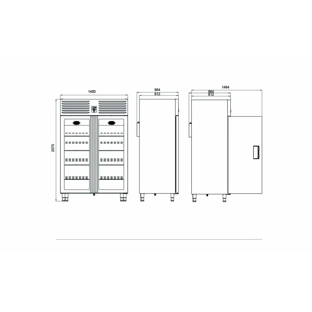 Dik Tip Buzdolabı - 2 Cam Kapılı - 140x87x210 Cm