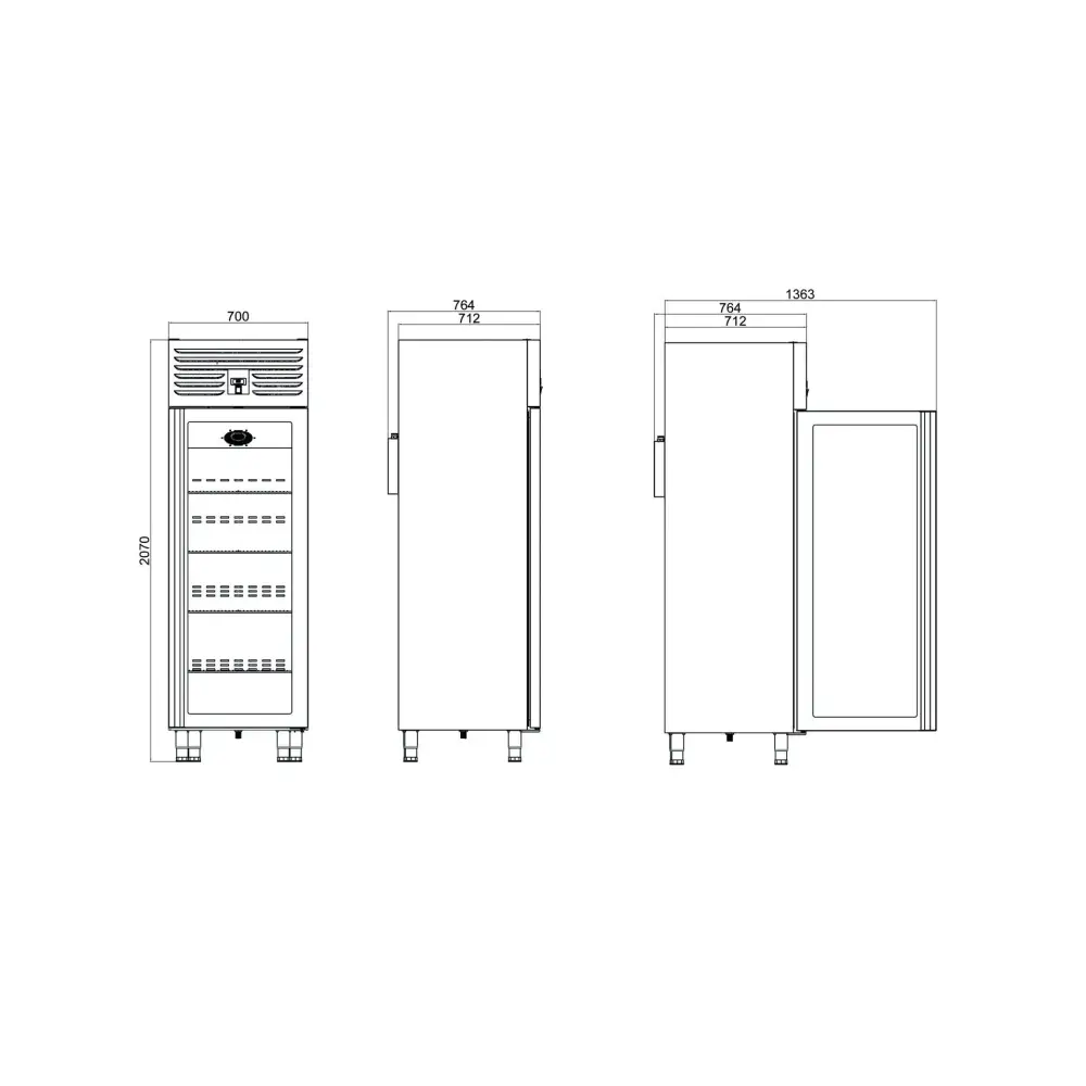 Dik Tip Dondurucu - 1 Cam Kapılı - 70x77xx210 Cm