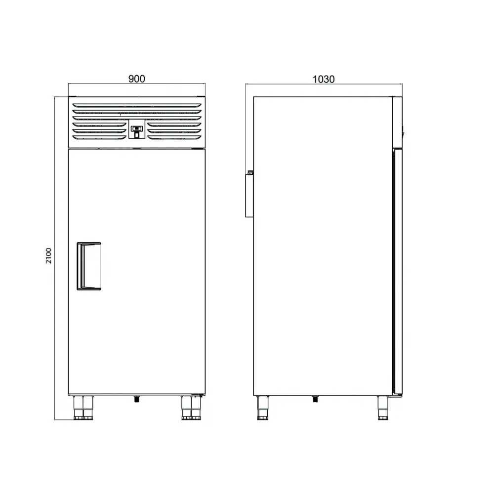Iceinox VTF 800 N -30⁰ Pasta Şoklama-1 kapılı sistemin teknik çizimi