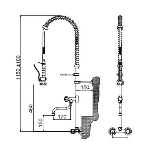 Livagaz Ara Musluklu Ön Yıkama Duş Ünitesi Duvara Monte