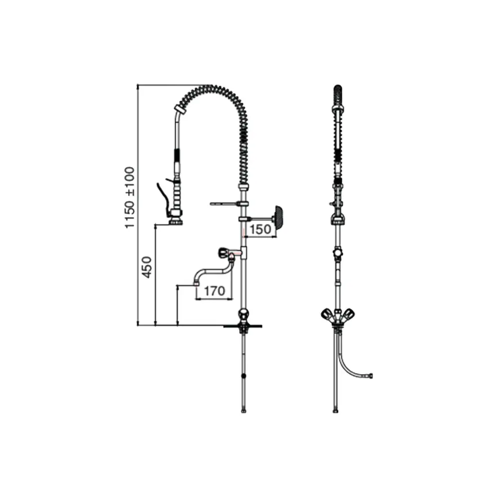 Livagaz Ara Musluklu Ön Yıkama Duş Ünitesi Tezgaha Monte
