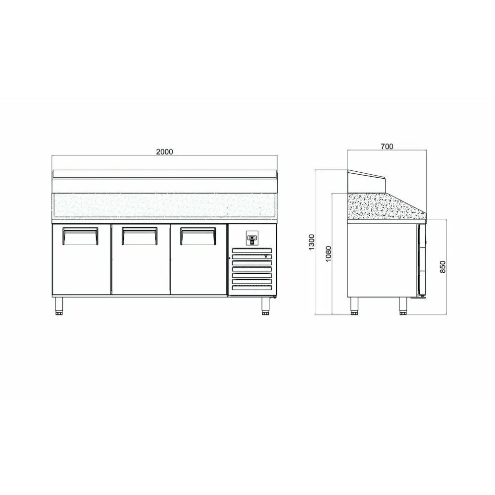 Make Up Buzdolabı - 3 Kapılı - Mermerli - Yüksek 200x70x130 Cm