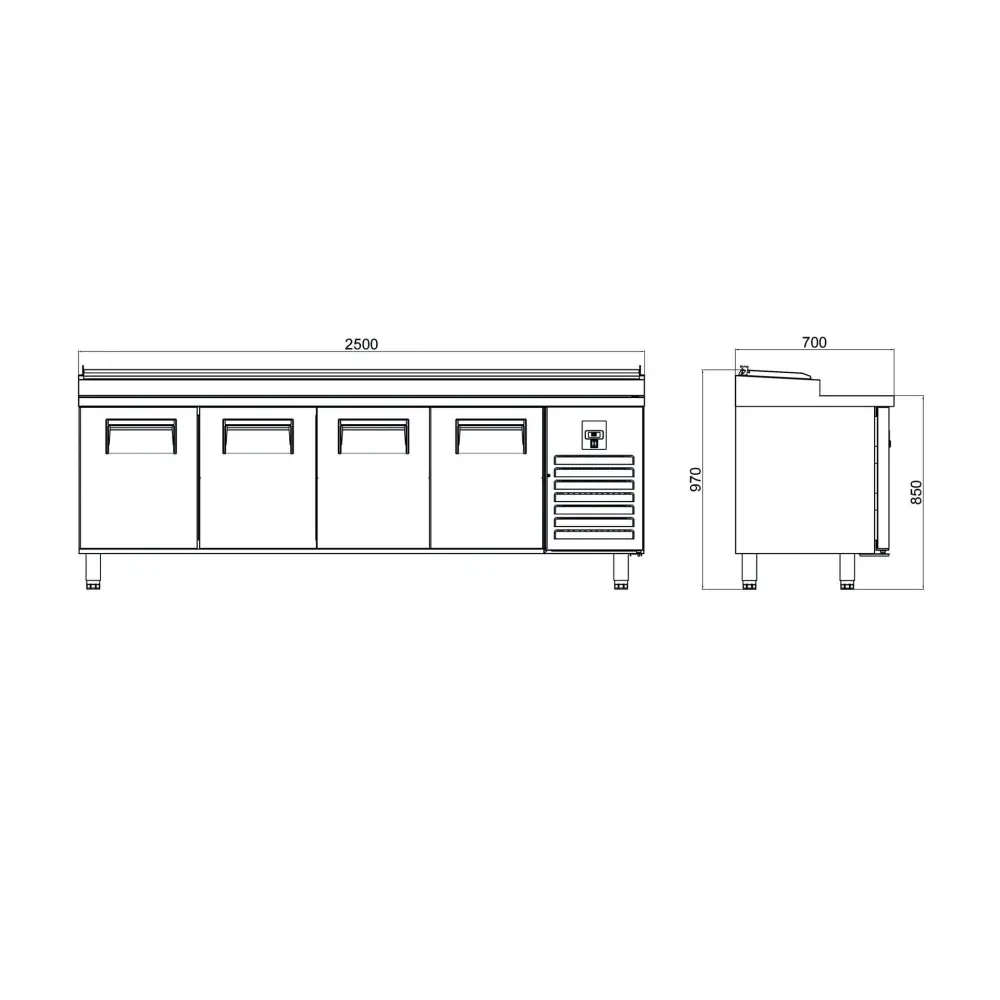 Make Up Buzdolapları - 4 Kapılı -Kısa- PTS-L 650 CR