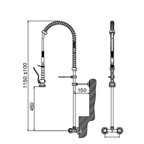 Ön Yıkama Duş Ünitesi Duvara Monte
