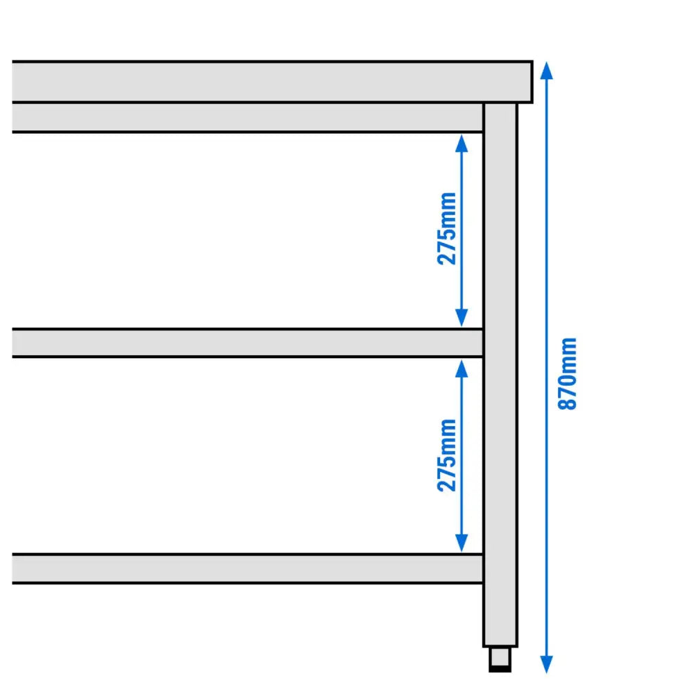 Paslanmaz Çelik Çalışma Tezgahı PREMIUM - 1400x600mm - Alt ve Ara Raflı