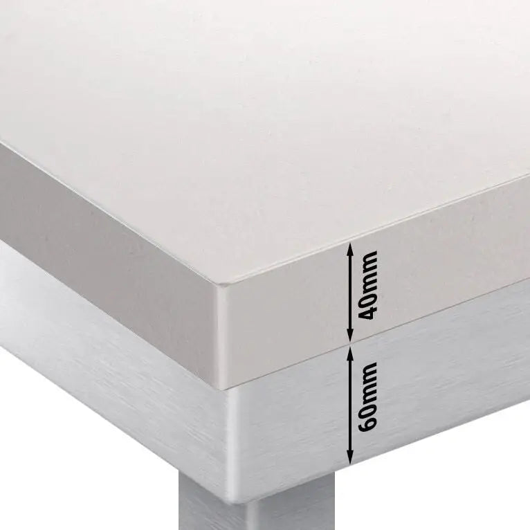 Paslanmaz Çelik Çalışma Tezgahı PREMIUM - 1400x700mm - Kesme plakası dahil sırtsız alt raflı