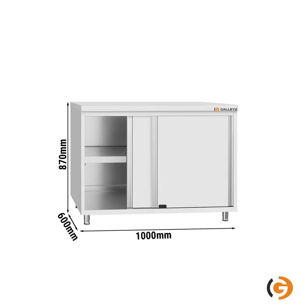 Paslanmaz Çelik Dolaplı Çalışma Tezgahı ECO -1000x600mm - Sürgü Kapılı