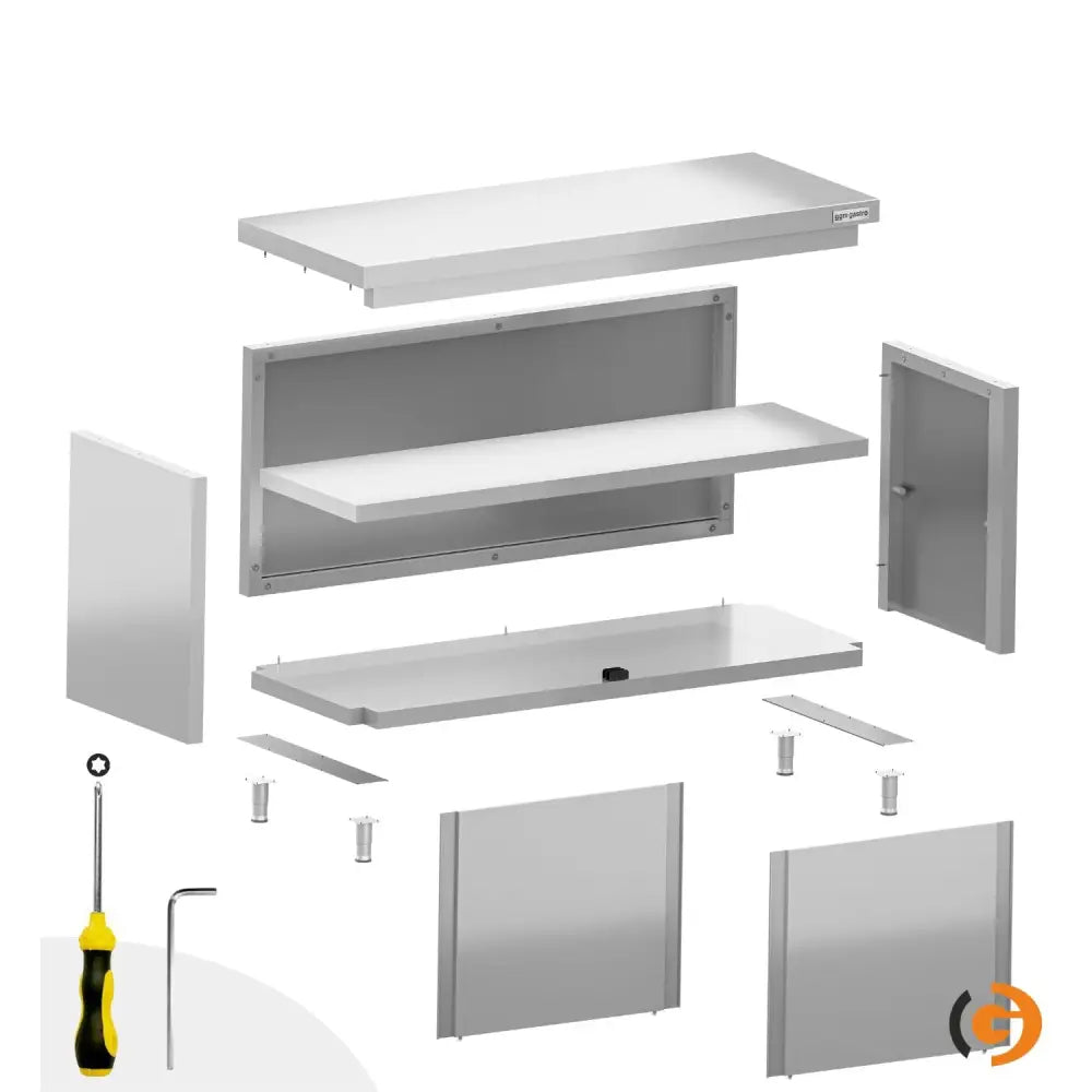 Paslanmaz Çelik Dolaplı Çalışma Tezgahı ECO -1000x600mm - Sürgü Kapılı