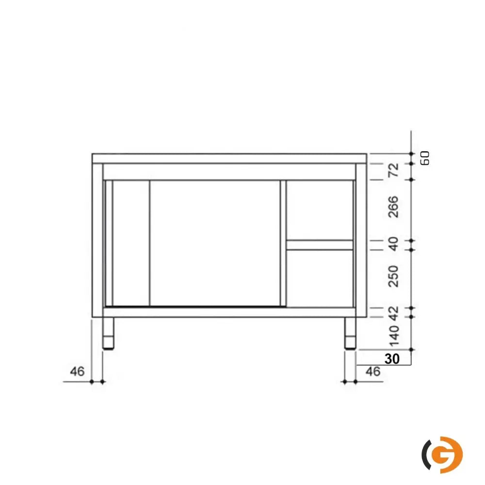 Paslanmaz Çelik Dolaplı Hazırlık Tezgahı PREMIUM - 1000x600 mm - Sürgü Kapılı