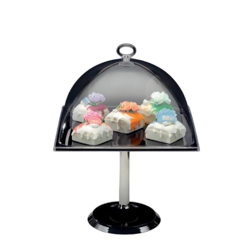 Zicco ZCP-669 Polikarbon Kapaklı Melamin Altlı Fanus Teşhir Standı, 30x30 cm, Siyah