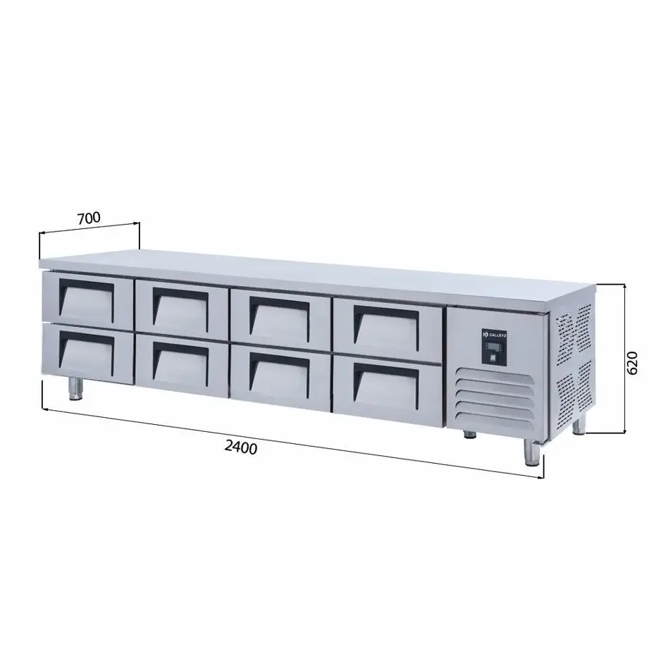 Pişirici Altı Buzdolabı - 8 Çekmeceli - 240x70x60 Cm