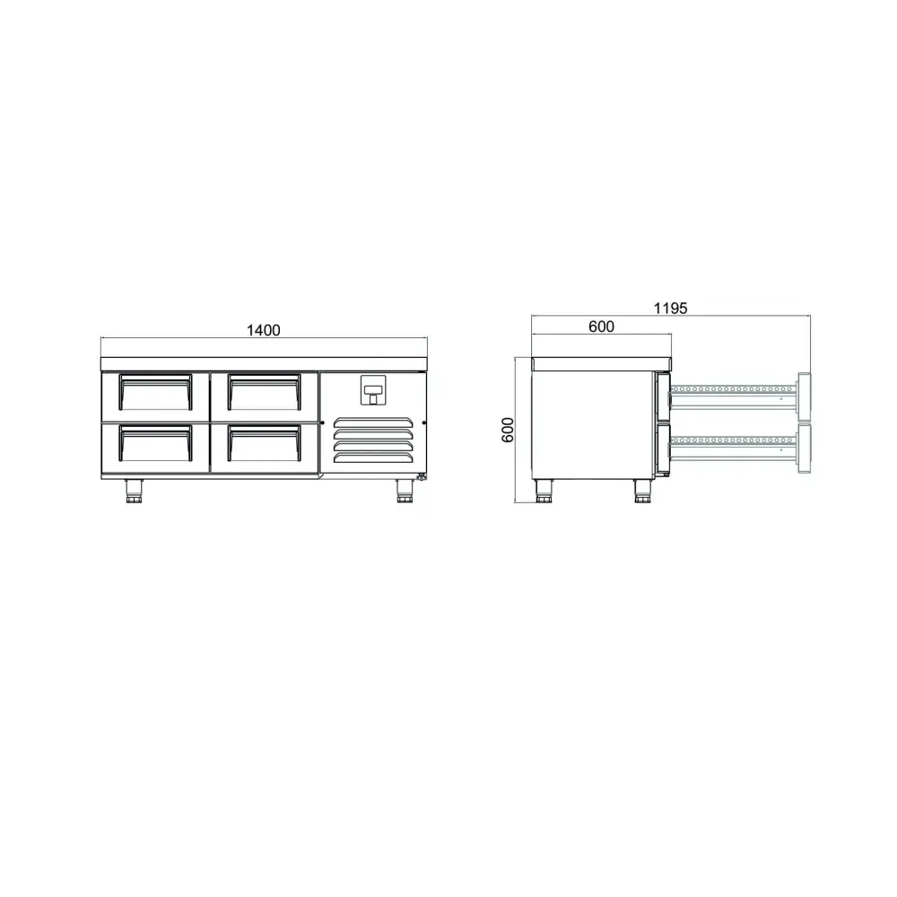 Pişirici Altı Dondurucu - 4 Çekmeceli - 140x70x60 Cm