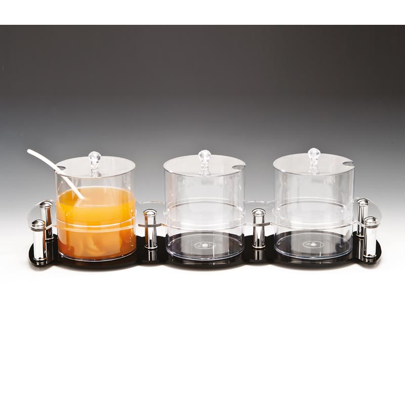 Zicco ZCP-132 Polikarbon 3 Bölmeli Sosluk Reçellik Standı, 2.1 L, 21x65 cm