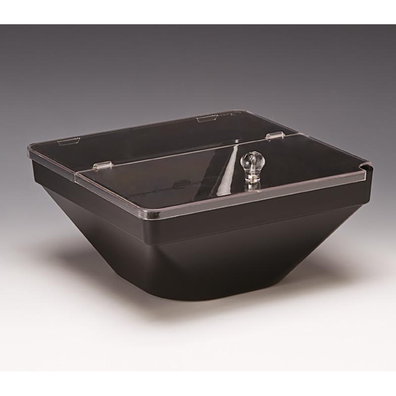 Zicco ZCP-611 Polikarbon Kapaklı Teşhir Kasesi, 22x22x11 cm, Siyah