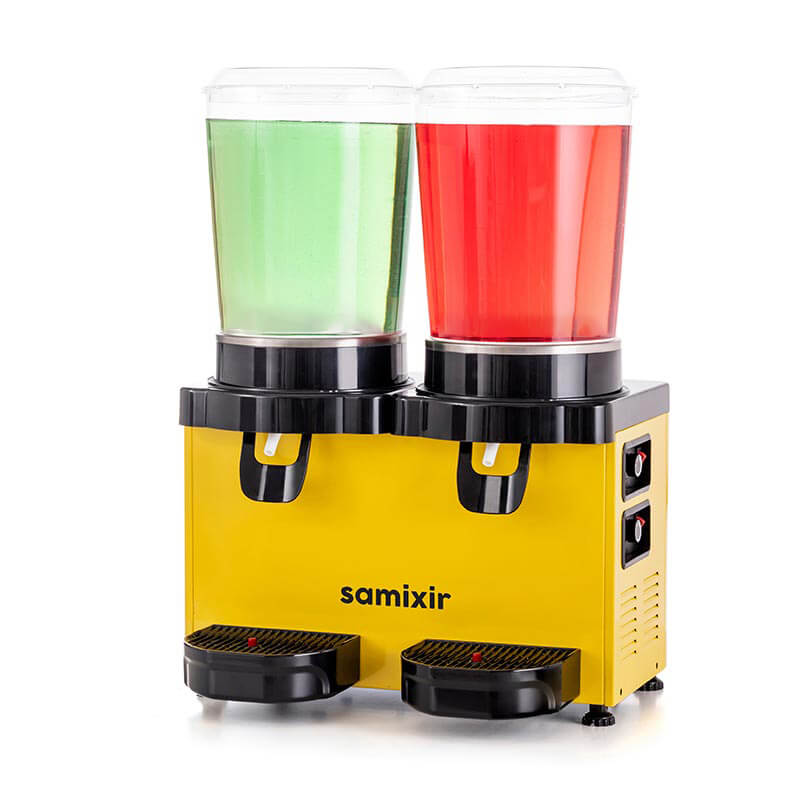Samixir SS20 Twin Panaromik Fıskiyeli Soğuk İçecek Dispenseri, 10 L+10 L, Sarı