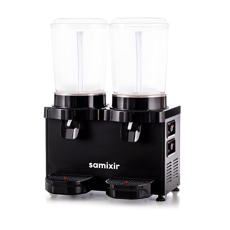 Samixir SS20 Twin Panaromik Fıskiyeli Soğuk İçecek Dispenseri, 10 L+10 L, Siyah
