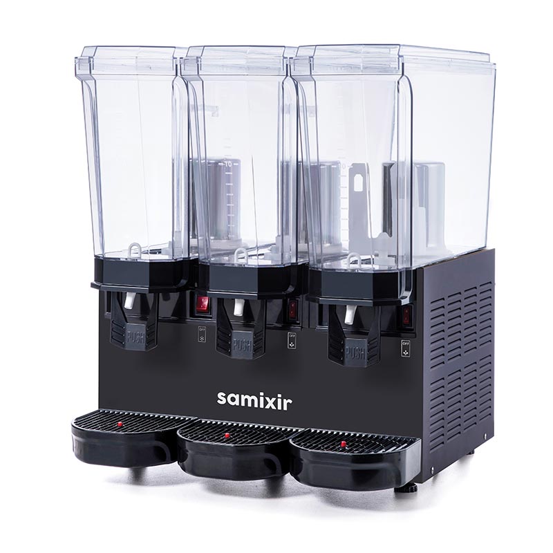 Samixir 60.SSMB Triple Klasik Fıskiyeli ve Fıskiyeli Karıştırıcılı Soğuk İçecek Dispenseri, 20+20+20 L, Siyah