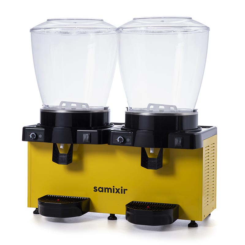 Samixir MM44.AY Panaromik Analog Twin Soğuk İçecek Dispenseri, 22+22 L, Karıştırıcılı, Sarı