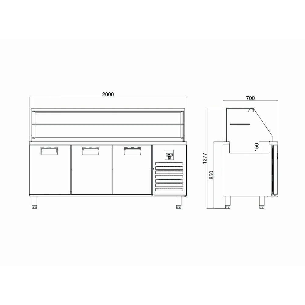 Servis Buzdolabı - 3 Kapılı - Camlı STS-G 515 CR