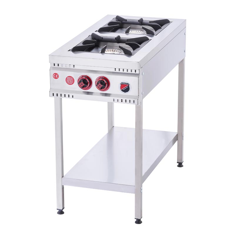 SilverInox TBY-2G Taban Raflı 2 Gözlü Midi Ocak, 90x60x85 cm, LPG'li