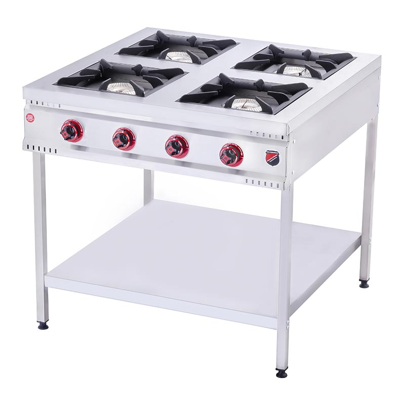 SilverInox TB-4G Taban Raflı 4 Gözlü Midi Ocak, 90x90x85 cm, LPG'li