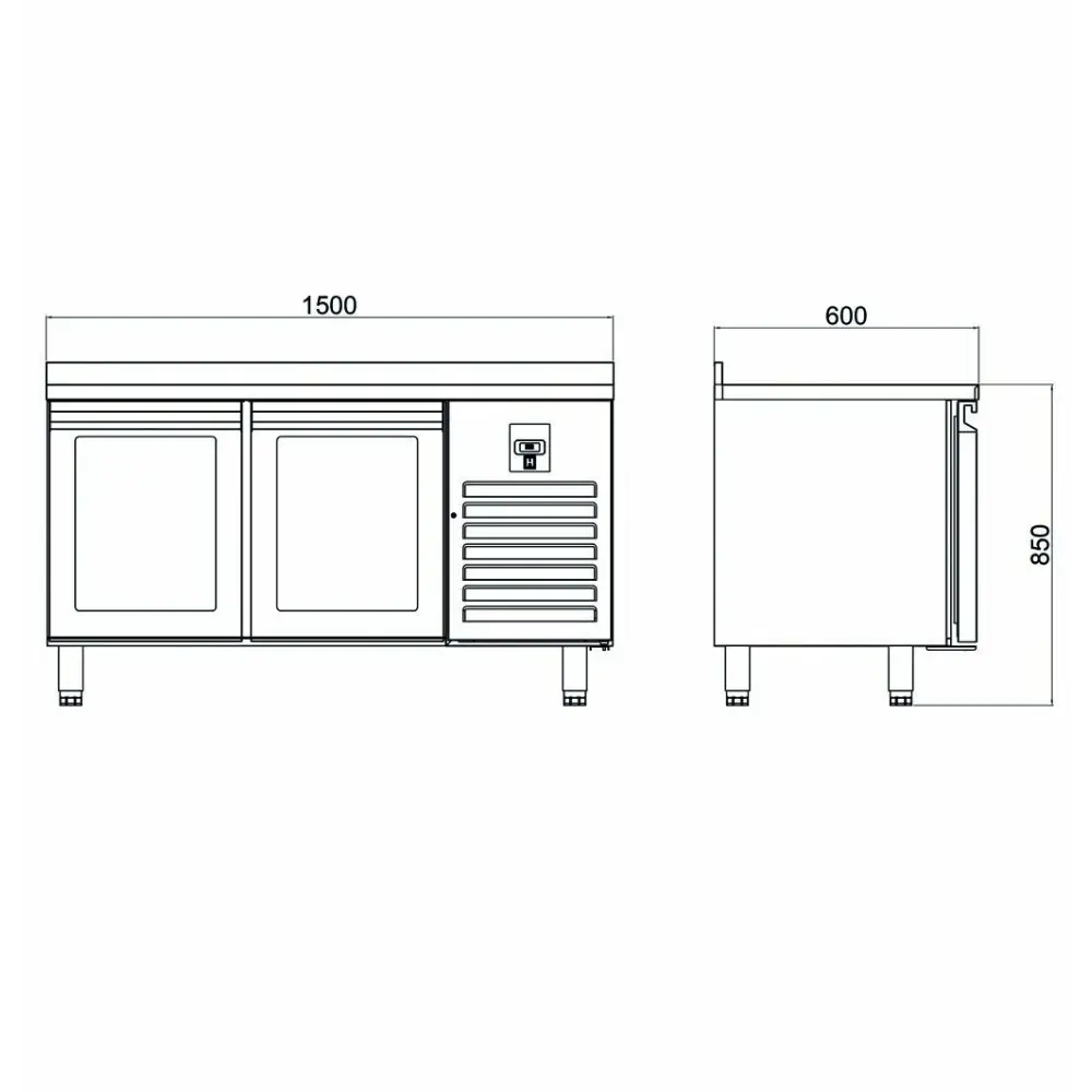 Tezgah Tip Buzdolabı - 2 Cam Kapılı - 150x60x85 Cm