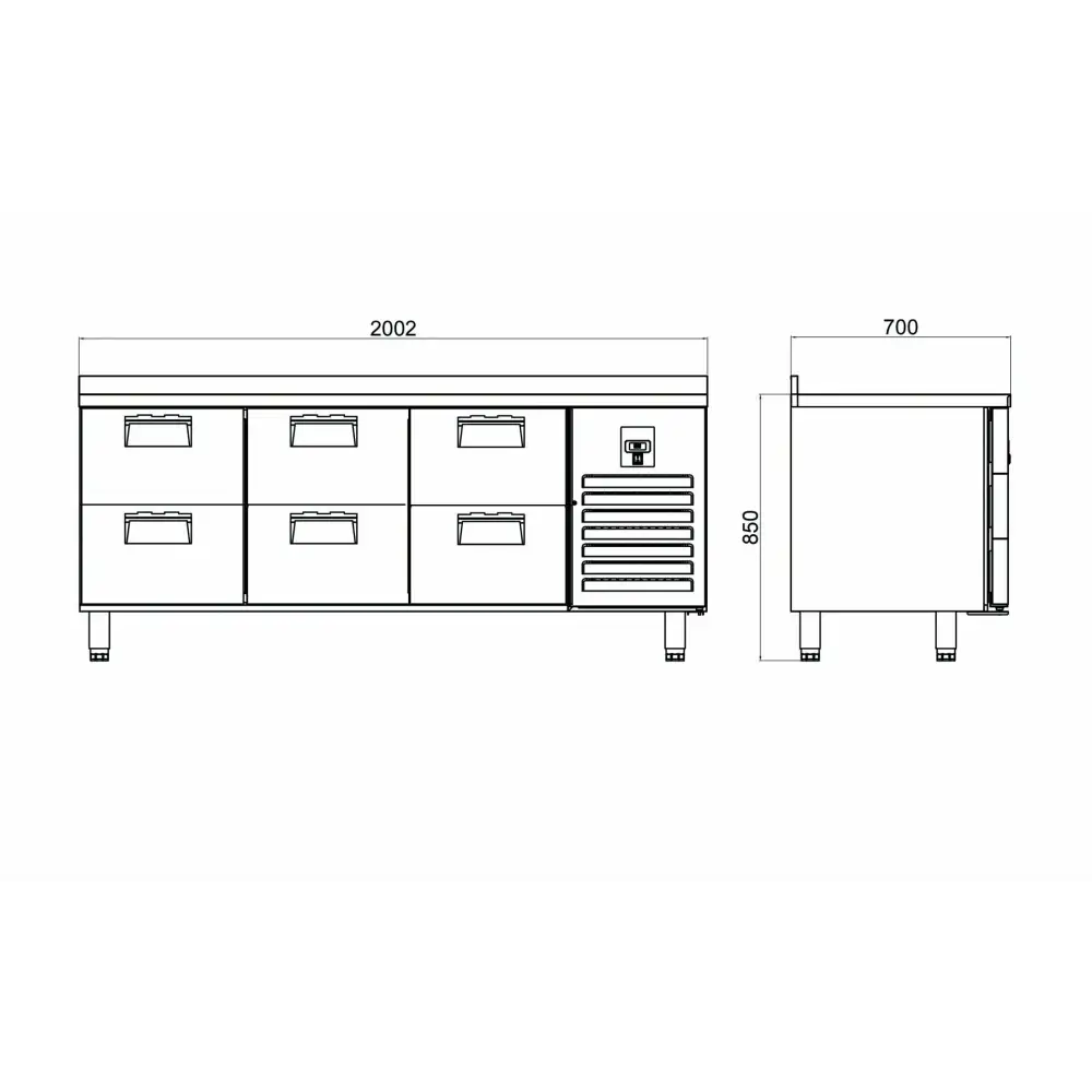 Tezgah Tip Buzdolabı GN - 6 Çekmeceli - CTS 515 CR 2DX3