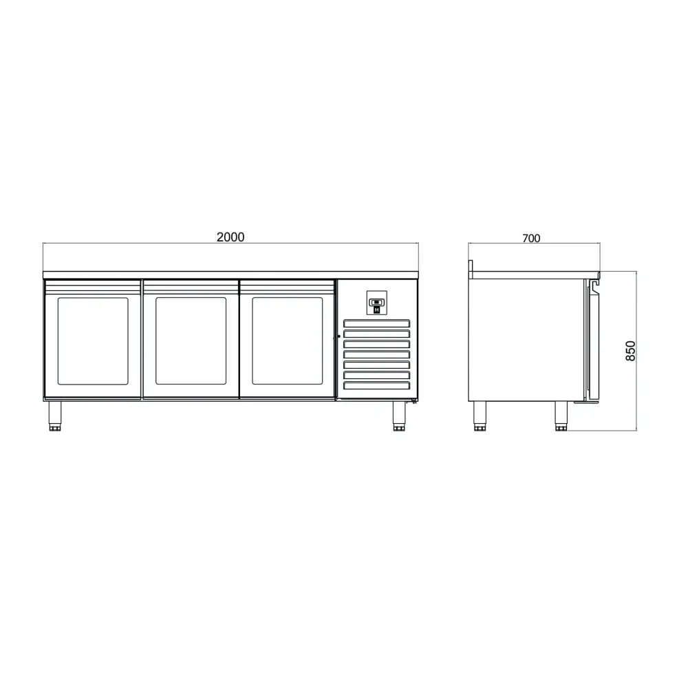 Tezgah Tip GN Buzdolapları - 3 Cam Kapılı - CTS 515-UG