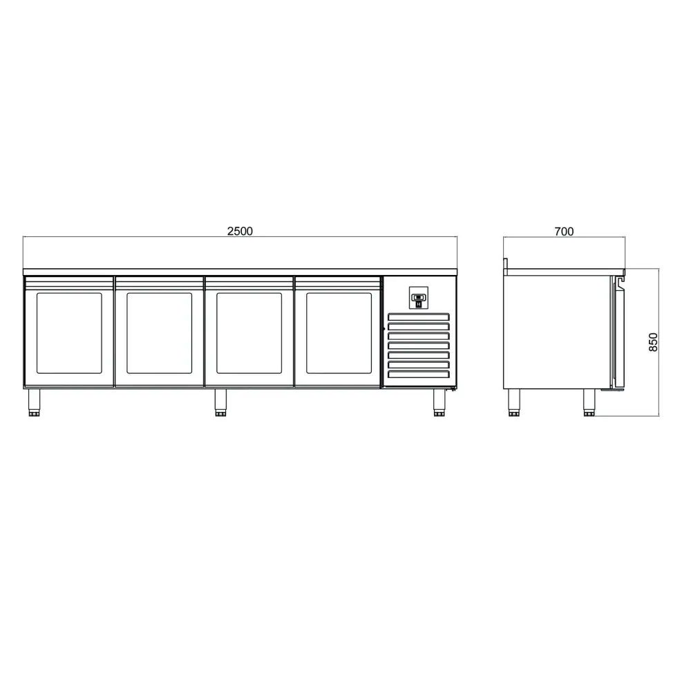Tezgah Tip GN Buzdolapları - 4 Cam Kapılı -CTS 650-UG