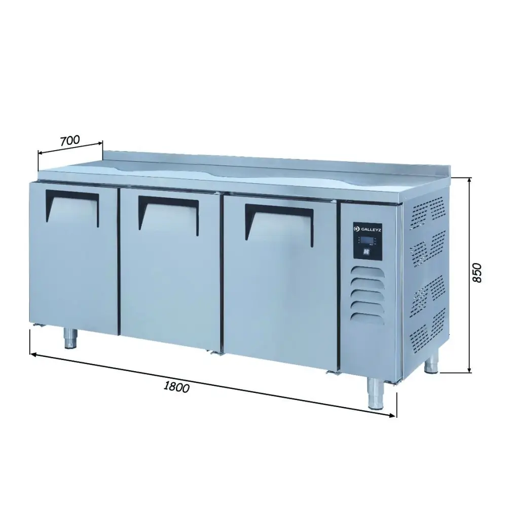 Tezgah Tip Slim Buzdolabı - 3 Kapılı - 180x70x85 Cm