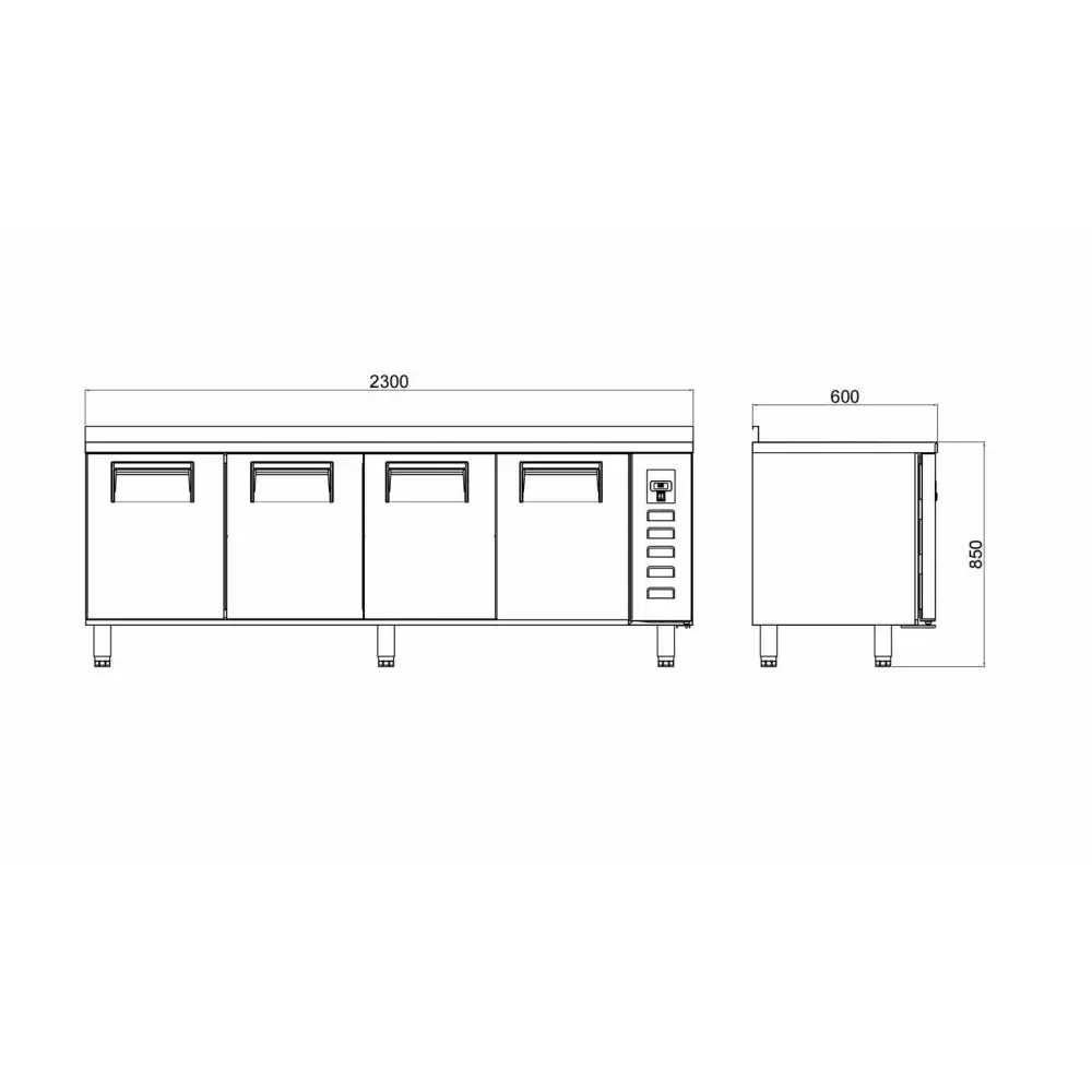 Tezgah Tip Slim Buzdolabı - 4 Kapılı - 230x60x85 Cm