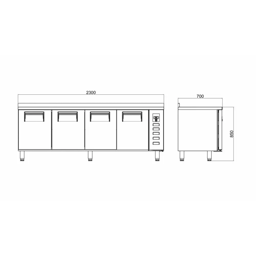 Tezgah Tip Slim Buzdolabı - 4 Kapılı - 230x70x85 Cm