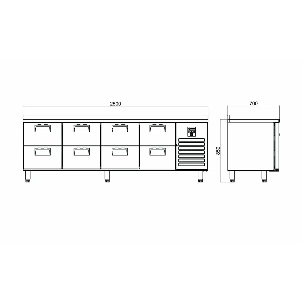 Tezgah Tipi Buzdolabı - 8 Çekmeceli - CTS 650 CR 2Dx4