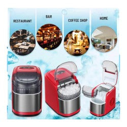 Vosco VSCB-12B Hazneli Ev Tipi Parmak Buz Makinesi, 12 kg/gün Kapasiteli, Kırmızı