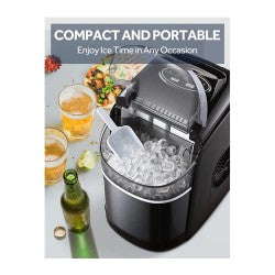 Vosco VSCB-12B Hazneli, Ev Tipi Buz Makinesi, 12 kg/gün Kapasiteli, Siyah