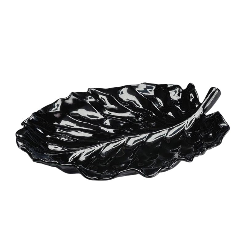 Zicco K-2800 Yaprak Model Melamin Teşhir Tabağı, 43x34 cm, Siyah