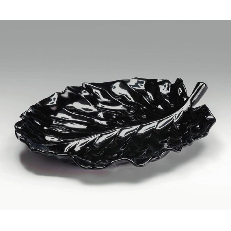 Zicco K-2700 Melamin Yaprak Model Teşhir Tabağı, 31x24 cm, Siyah
