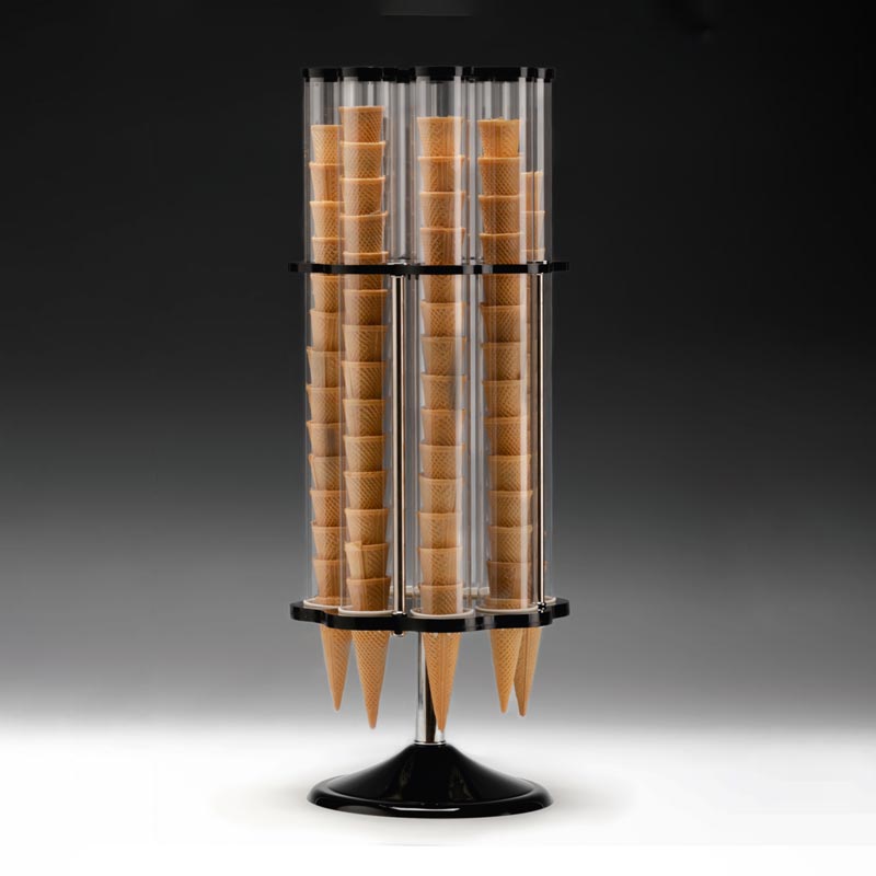 Zicco ZCP-803 Polikarbonat Döner Dondurma Külah Standı, 8'li, Akrilik Standlı, 30x78 cm