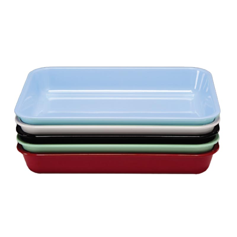 Zicco K-1994 Köşeli Melamin Teşhir Tabağı, 38x28.5x6 cm, Yeşil