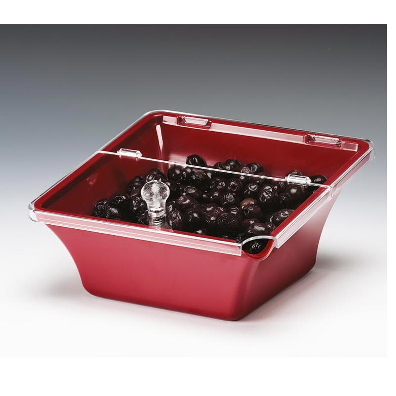 Zicco K-300 Kapaklı Melamin Teşhir Kase, 22x22x8-11 cm, Kırmızı