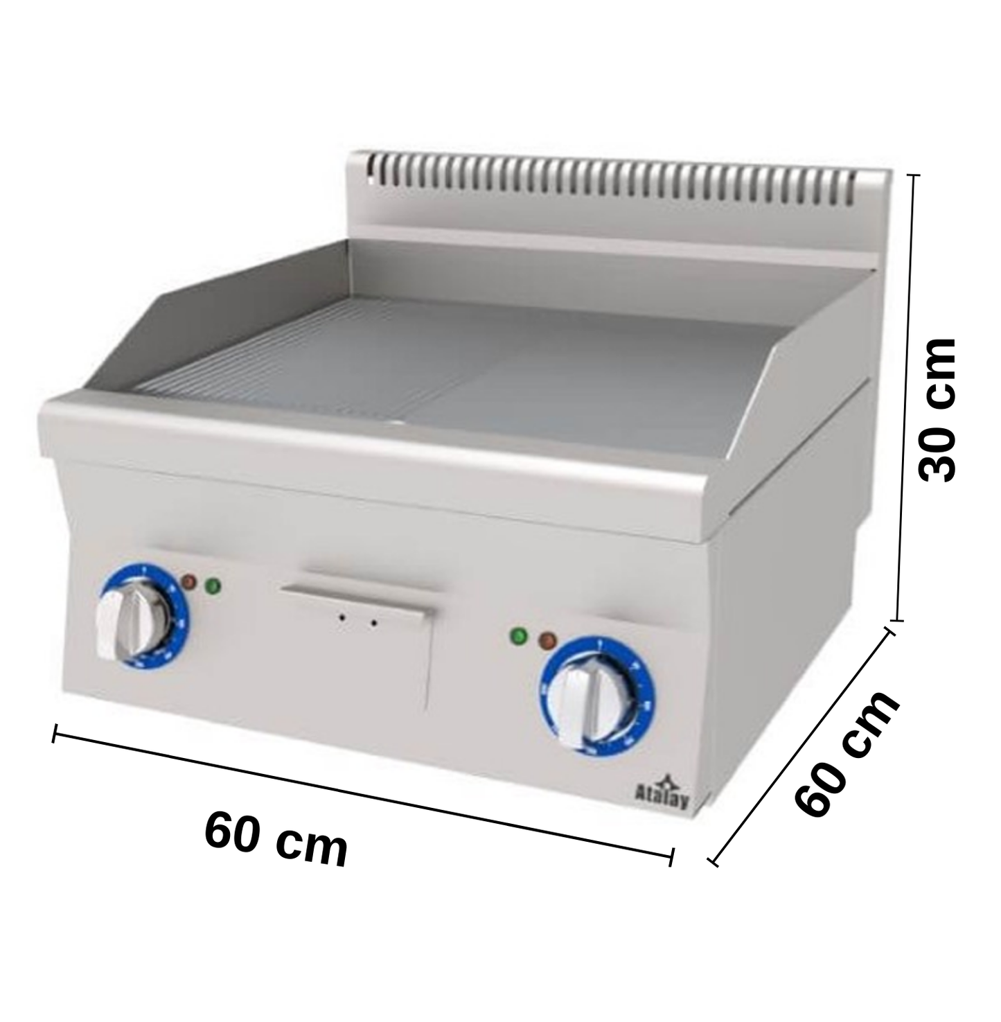 Atalay E AEI-660-ND Countertop Electric, Semi-Ribbed Plate Grill