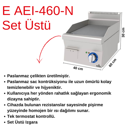 Atalay E AEI-460-N Countertop Ribbed, Electric Grill