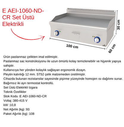 Atalay E AEI-1060-ND-CR Countertop Electric