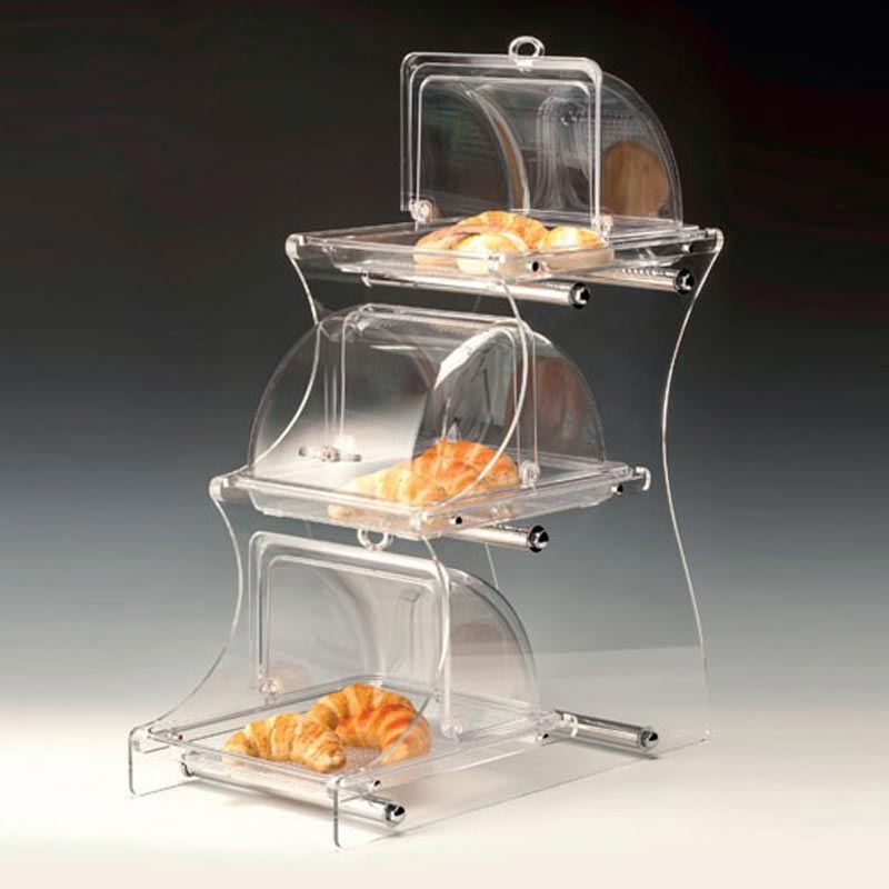 Zicco ZCP-728 Polikarbon Fanuslu Akrilik Standlı Teşhir Standı, 3 Katlı, GN 1/2, 30x58x72 cm